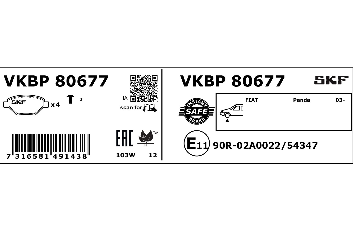 SKF VKBP 80677 Bremsbelagsatz, Scheibenbremse